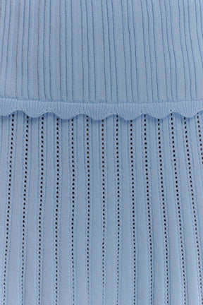 Indy Pointelle Knit Top - Cornflower Blue
