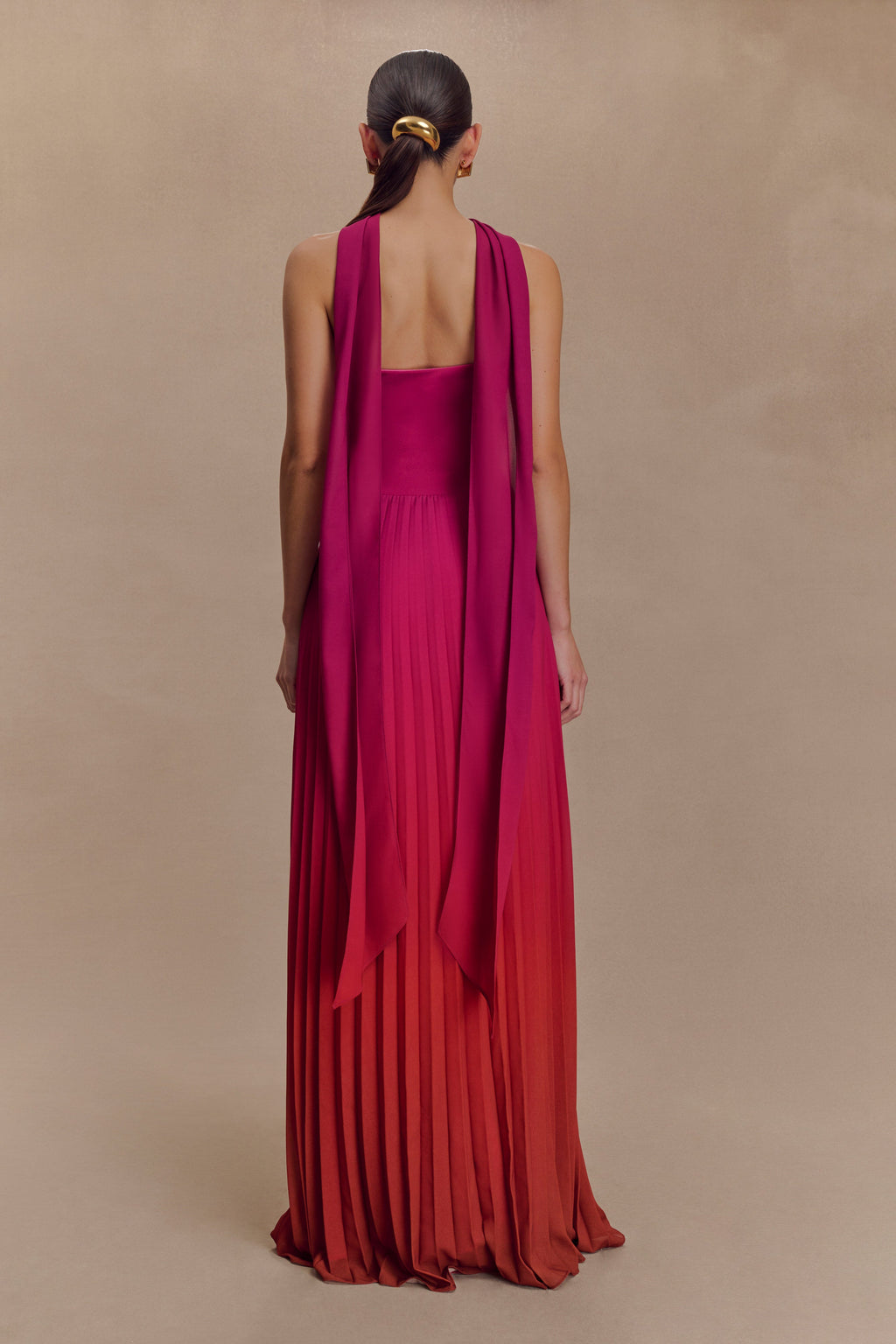 Caira Chiffon Scarf Maxi Dress - Ombre Dark Pink