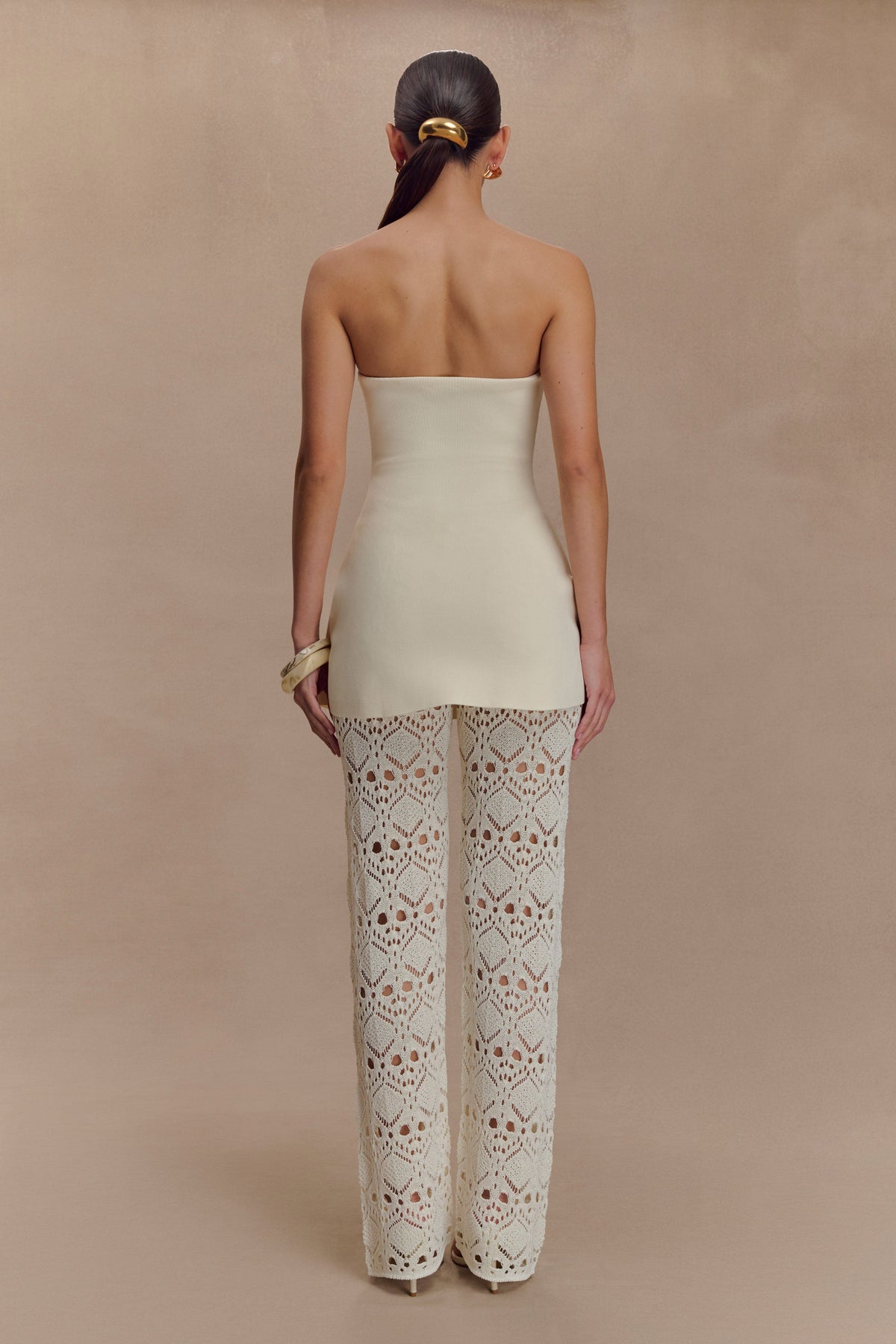 Trena Crochet Knit Pants - Ivory