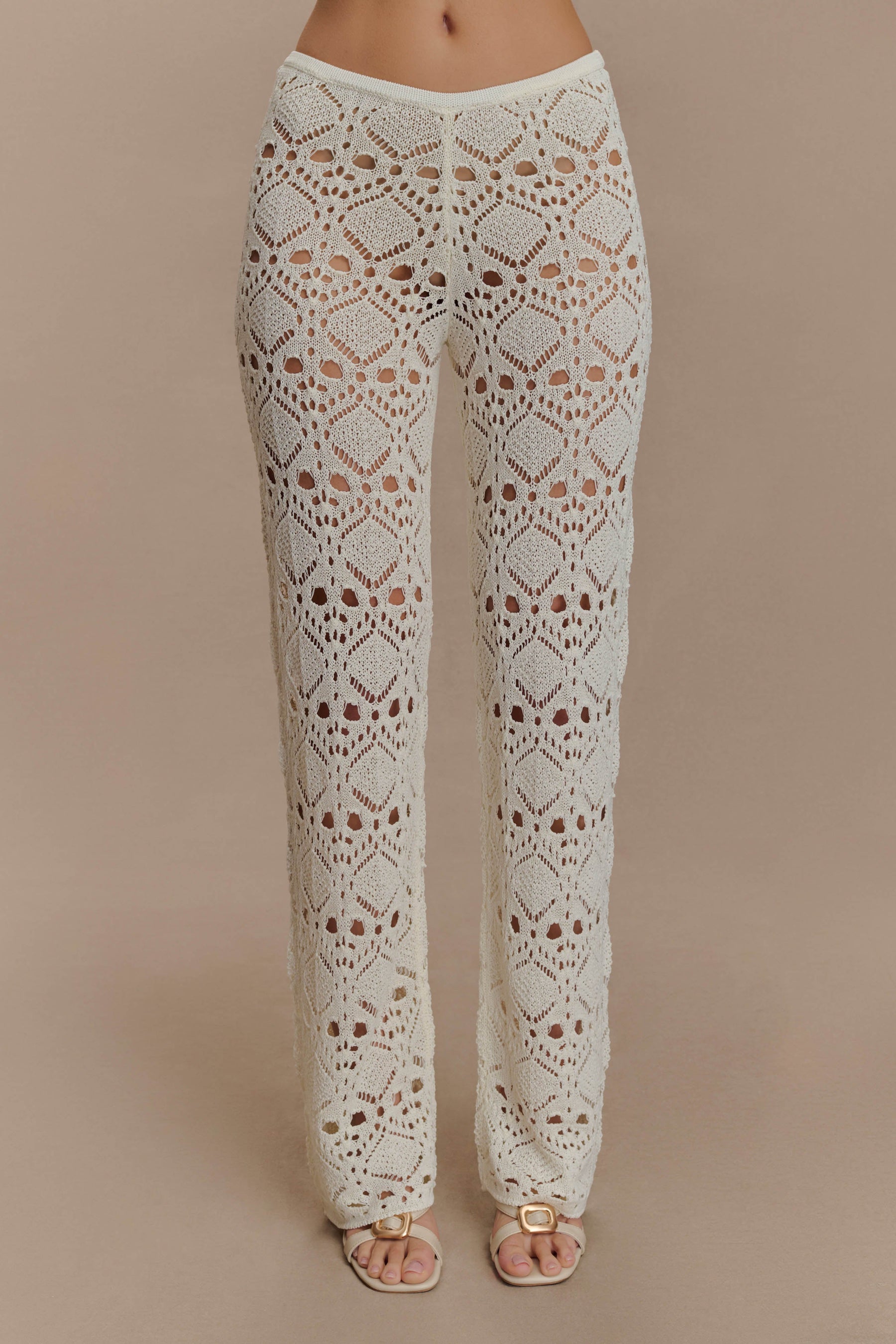 Trena Crochet Knit Pants - Ivory