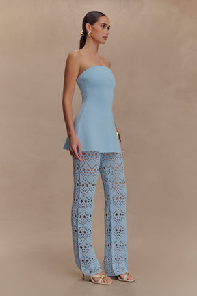 Anette Bandage Knit Strapless Top - Sky Blue