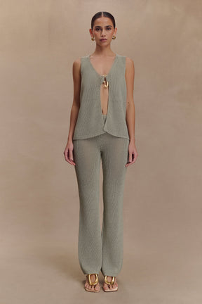 Malani Knit Top With Hardware - Sage