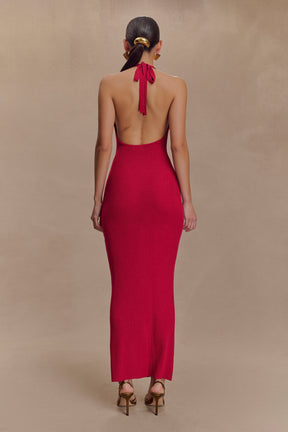 Ayella Cowl Knit Maxi Dress - Raspberry