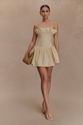 Janis Cotton Frill Mini Dress - Nude