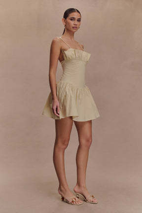 Janis Cotton Frill Mini Dress - Nude