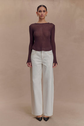 Isabella Long Sleeve Knit Top - Chocolate