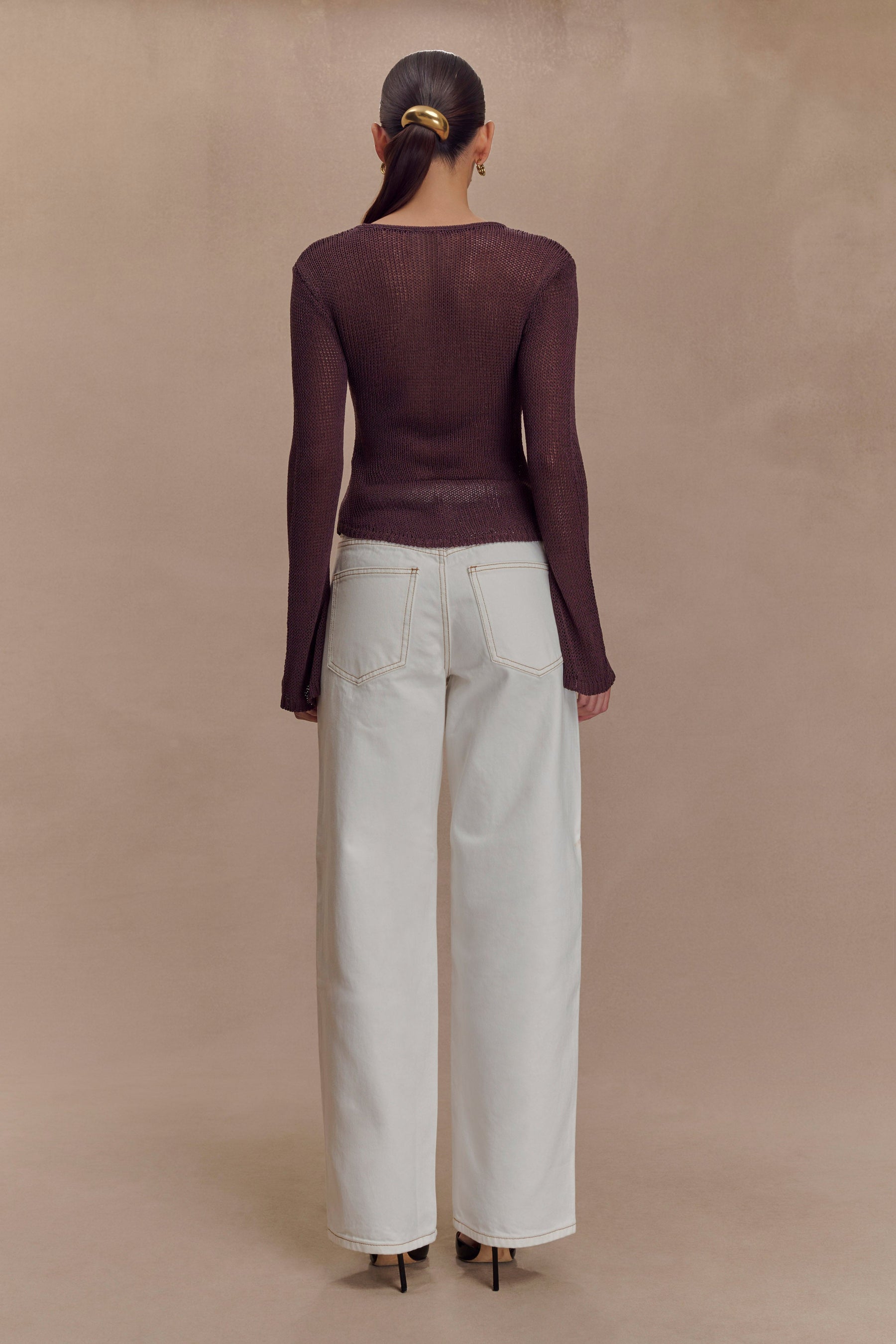 Isabella Long Sleeve Knit Top - Chocolate