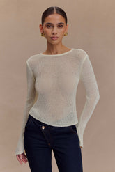 Isabella Long Sleeve Knit Top - White