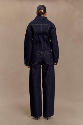 Kirra Cinched Denim Jacket - Washed Indigo Blue