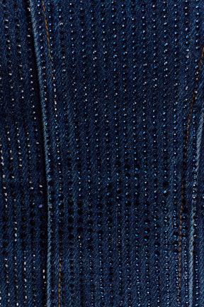 Monte Strapless Diamante Denim Corset - Midnight Blue