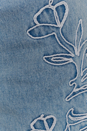 Kylee Embroidered Shorts - Mid Blue