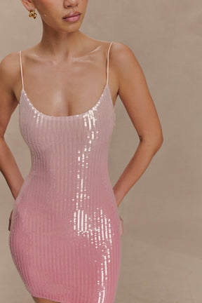 Mora Sequin Mini Dress - Ombre Pink