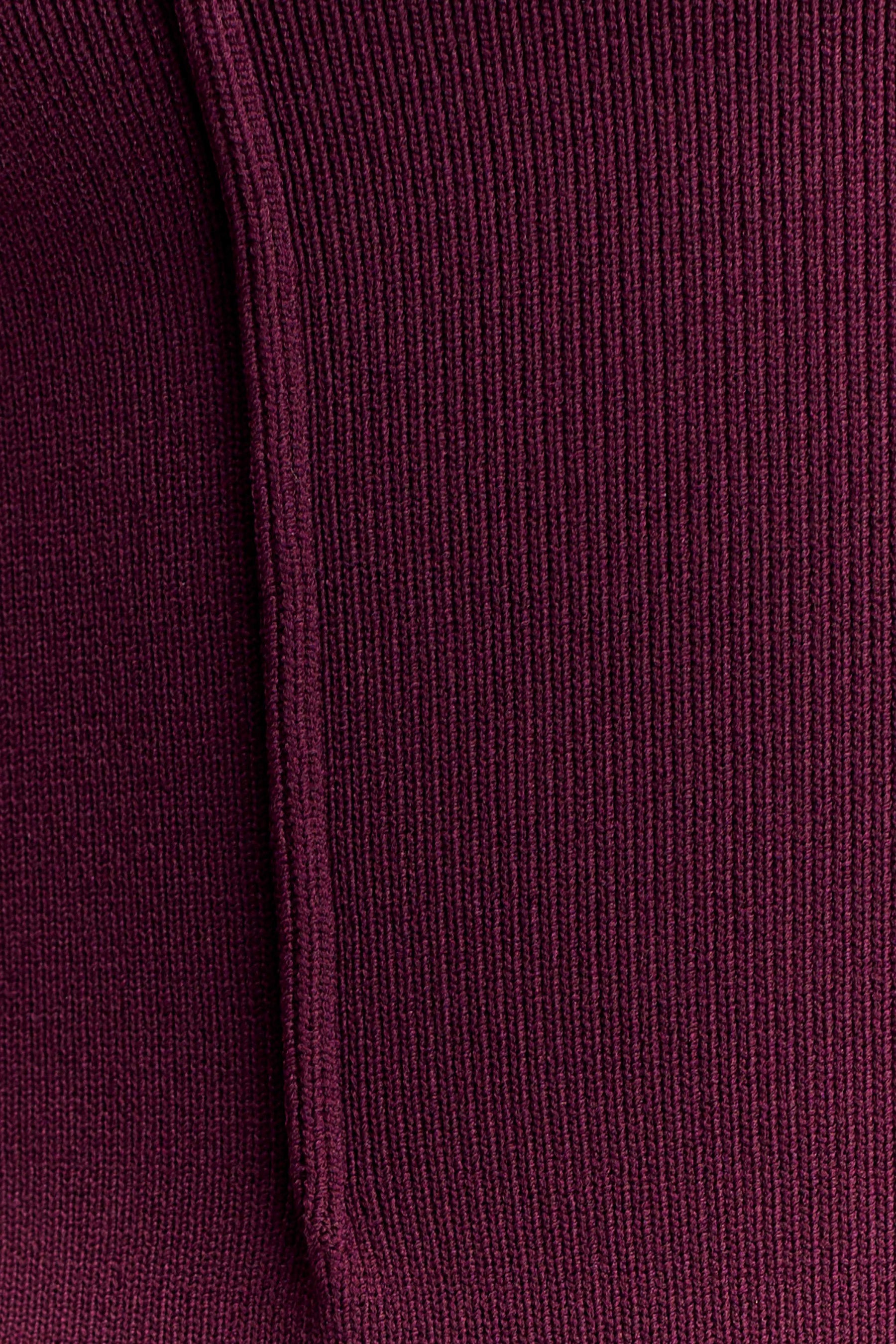 Romaine High Neck Bandage Knit Top - Wine