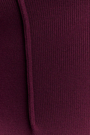 Romaine High Neck Bandage Knit Top - Wine
