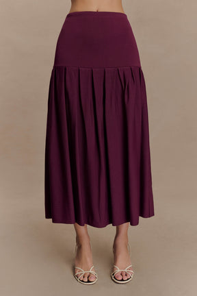 Romaine Bandage Knit Midi Skirt - Wine