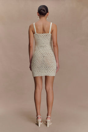 Vanessa Hand Crochet Pearl Mini Dress - Ivory