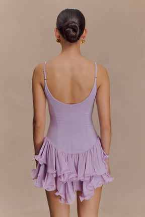 Calantha Ruffle Mesh Mini Dress - Lilac