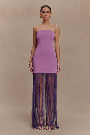 Koah Fringe Bandage Knit Maxi Dress - Purple