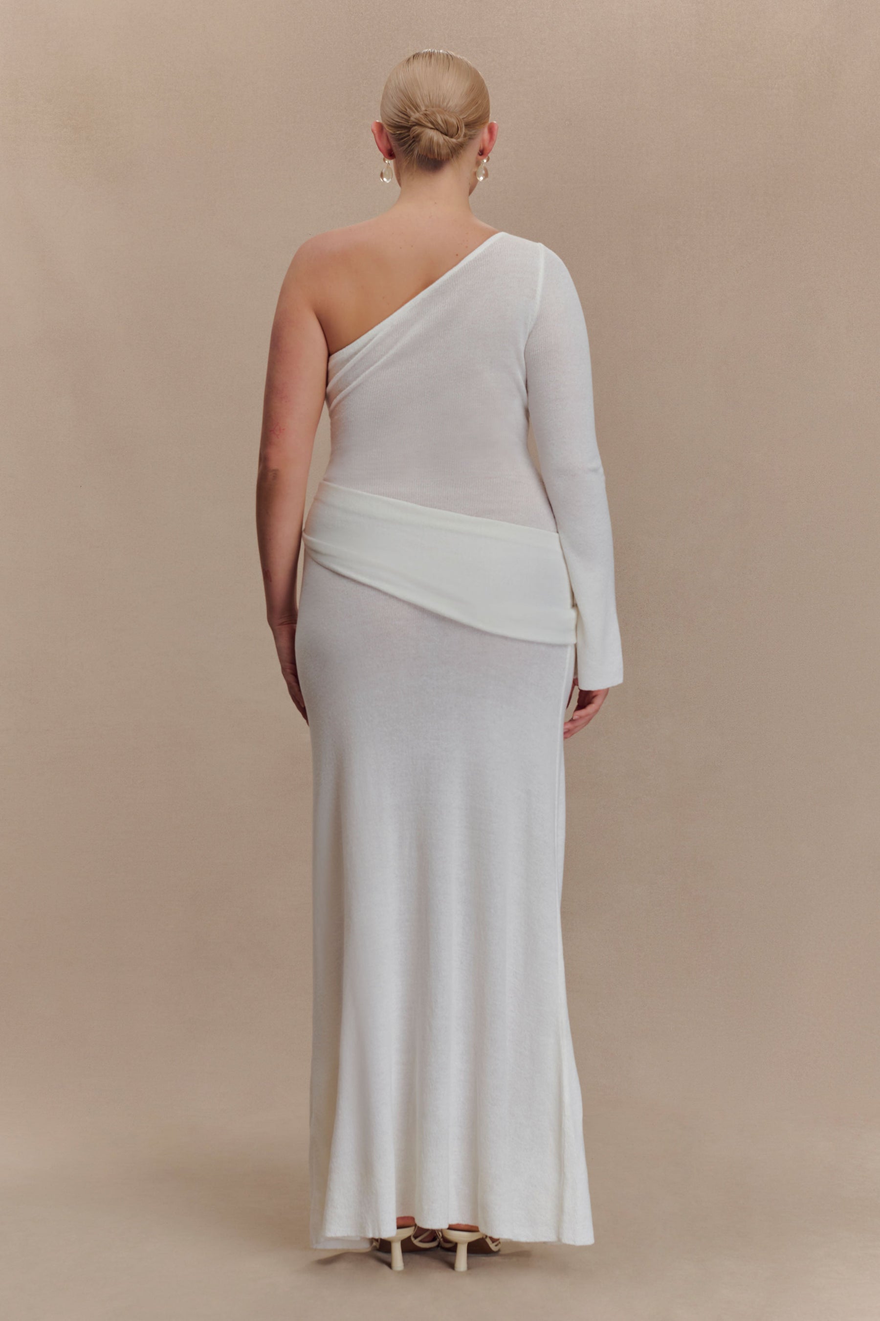Alexius One Shoulder Knit Maxi Dress - Ivory