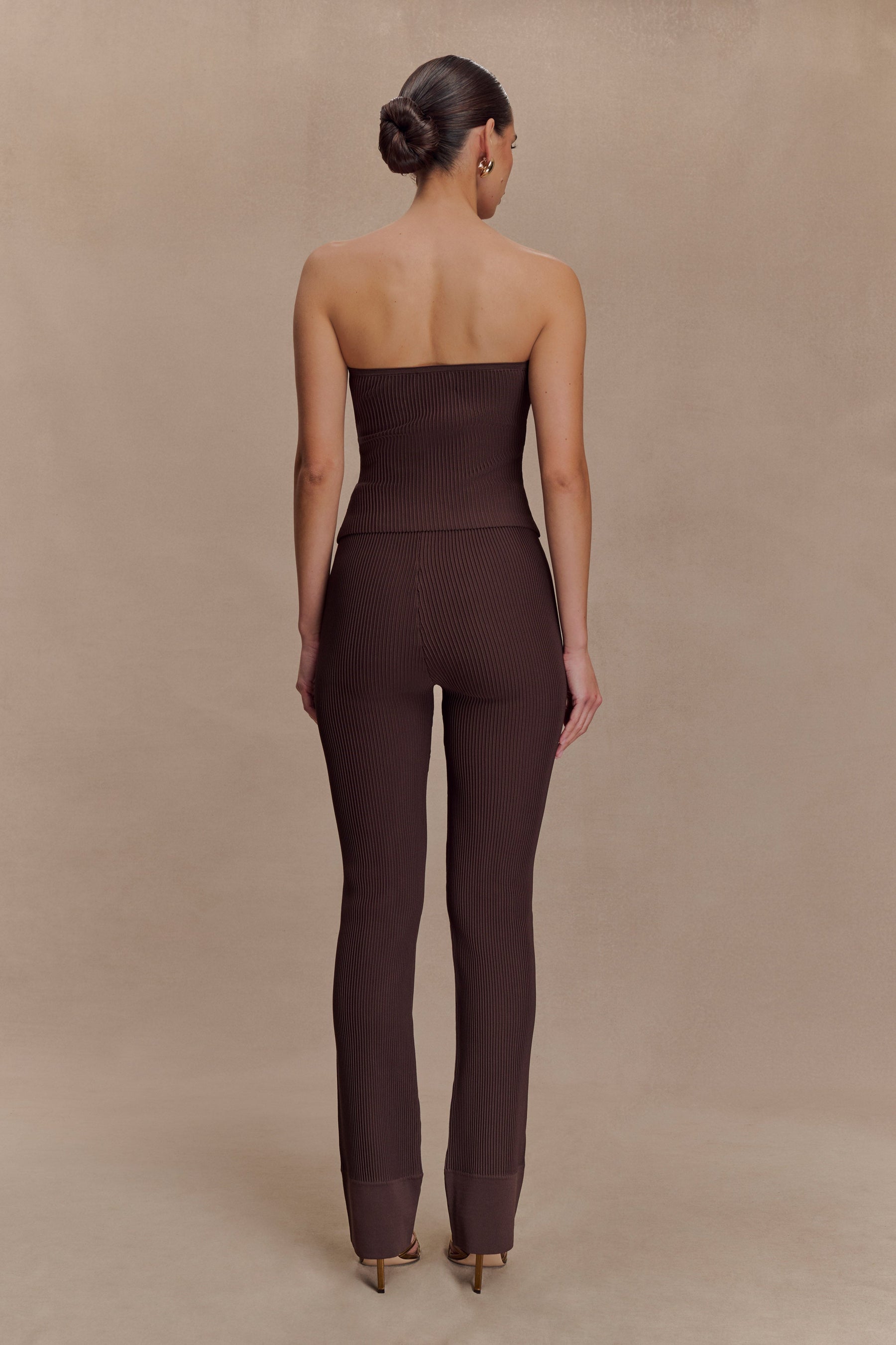 Elodie Ribbed Knit Pants - Chocolate