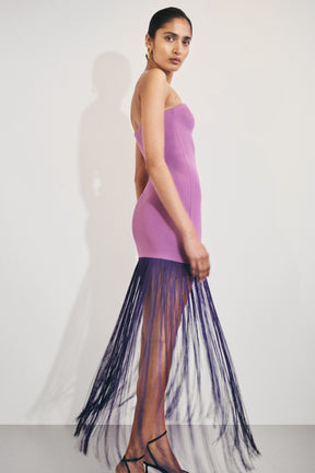 Koah Fringe Bandage Knit Maxi Dress - Purple