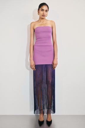 Koah Fringe Bandage Knit Maxi Dress - Purple