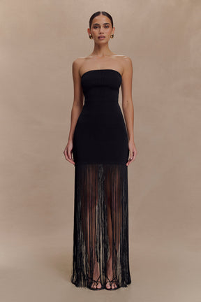 Koah Fringe Bandage Knit Maxi Dress - Black