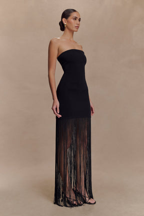 Koah Fringe Bandage Knit Maxi Dress - Black