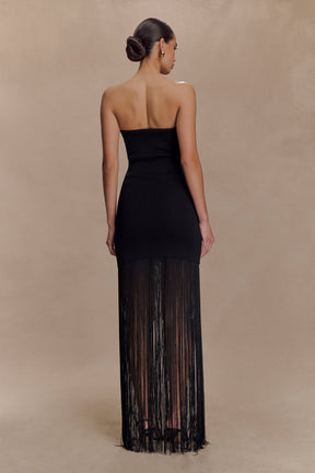 Koah Fringe Bandage Knit Maxi Dress - Black