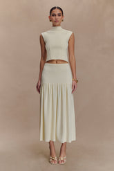 Romaine Bandage Knit Midi Skirt - Ivory