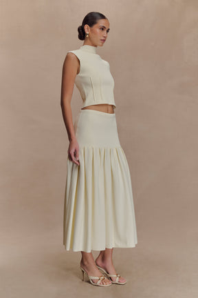 Romaine High Neck Bandage Knit Top - Ivory