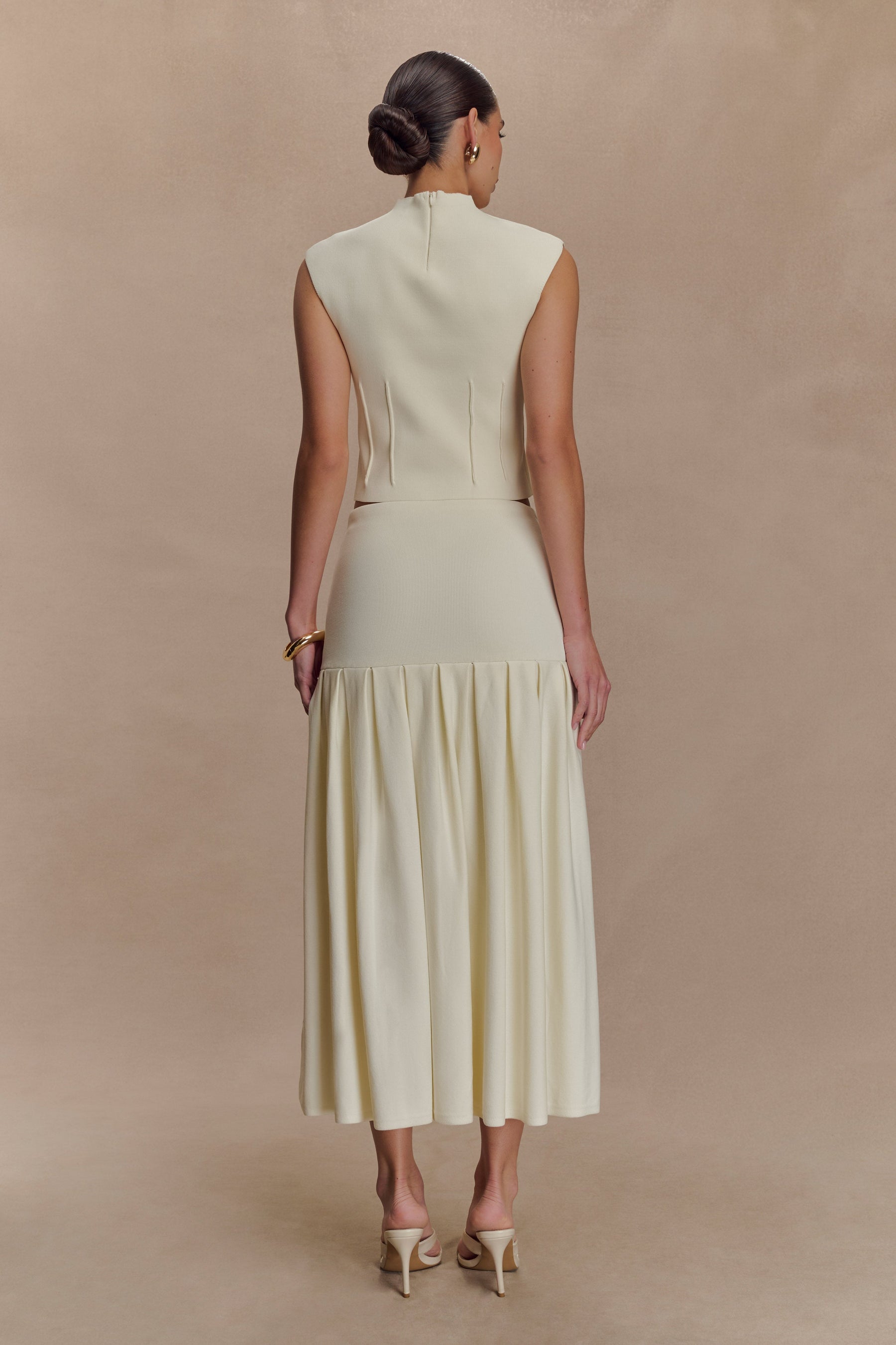 Romaine Bandage Knit Midi Skirt - Ivory