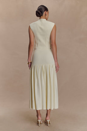 Romaine High Neck Bandage Knit Top - Ivory