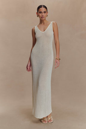 Ari Tape Yarn Knit Maxi Dress - White