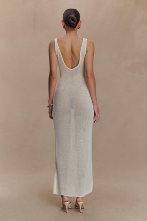 Ari Tape Yarn Knit Maxi Dress - White