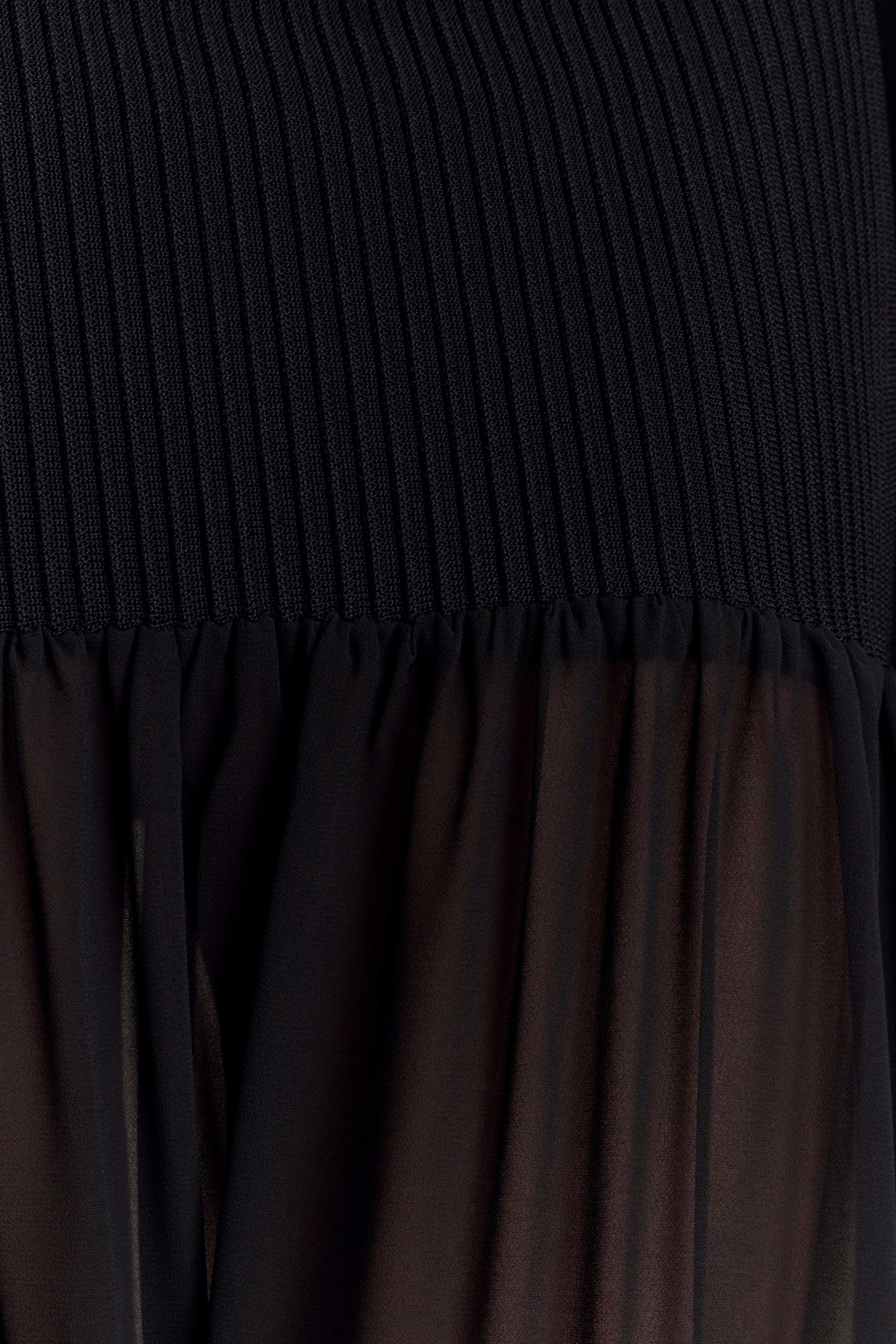 Haille Knit Chiffon Maxi Dress - Black