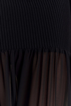 Haille Knit Chiffon Maxi Dress - Black