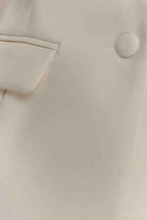 Opal Puff Sleeve Suiting Top - Ivory