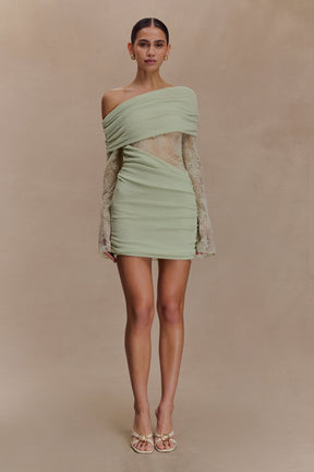 Luxie Lace Knit Mini Dress - Pastel Green