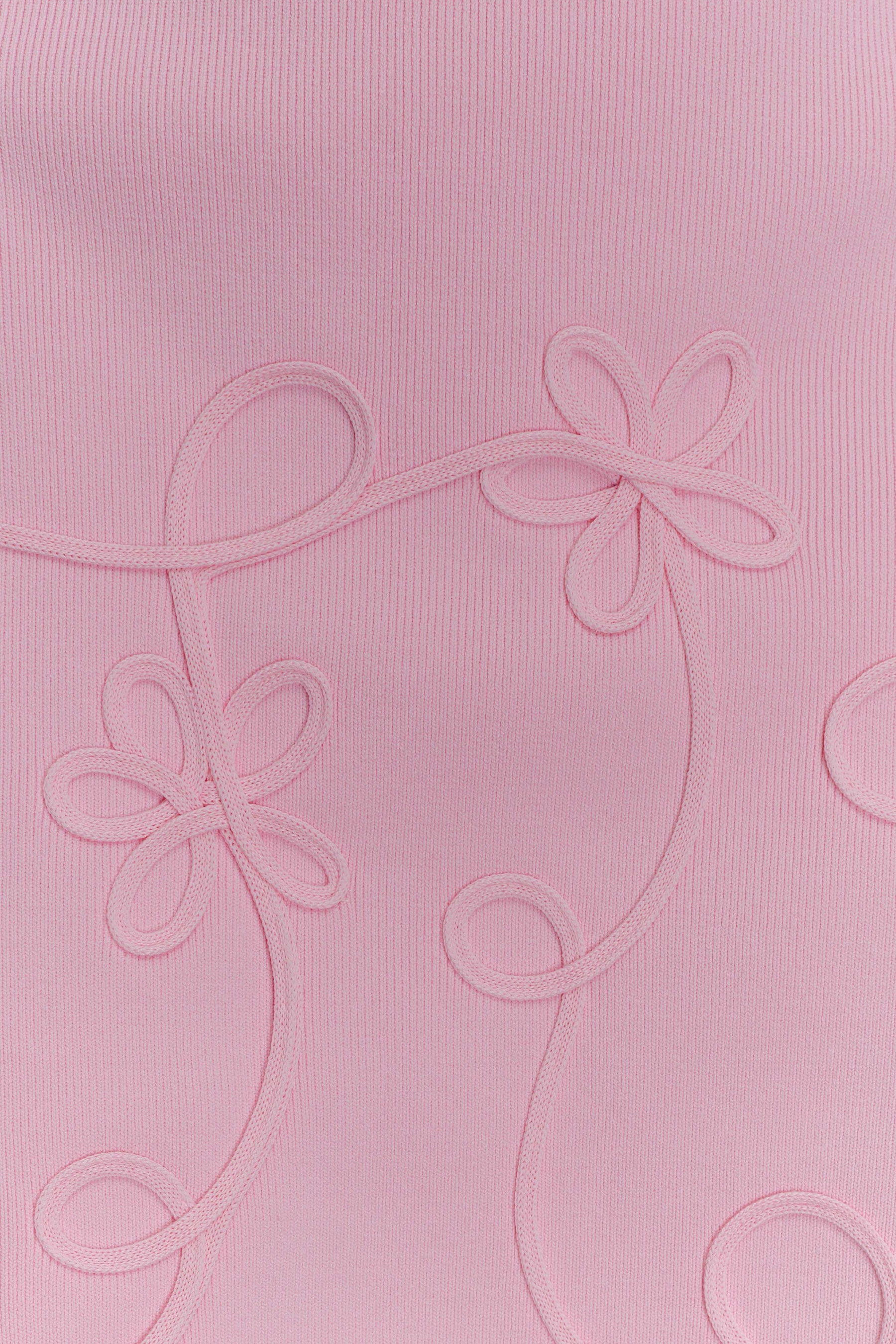 Brullo Embroidery Knit Mini Dress - Baby Pink