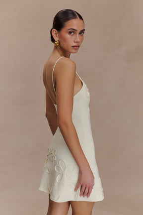 Brullo Embroidery Knit Mini Dress - Ivory