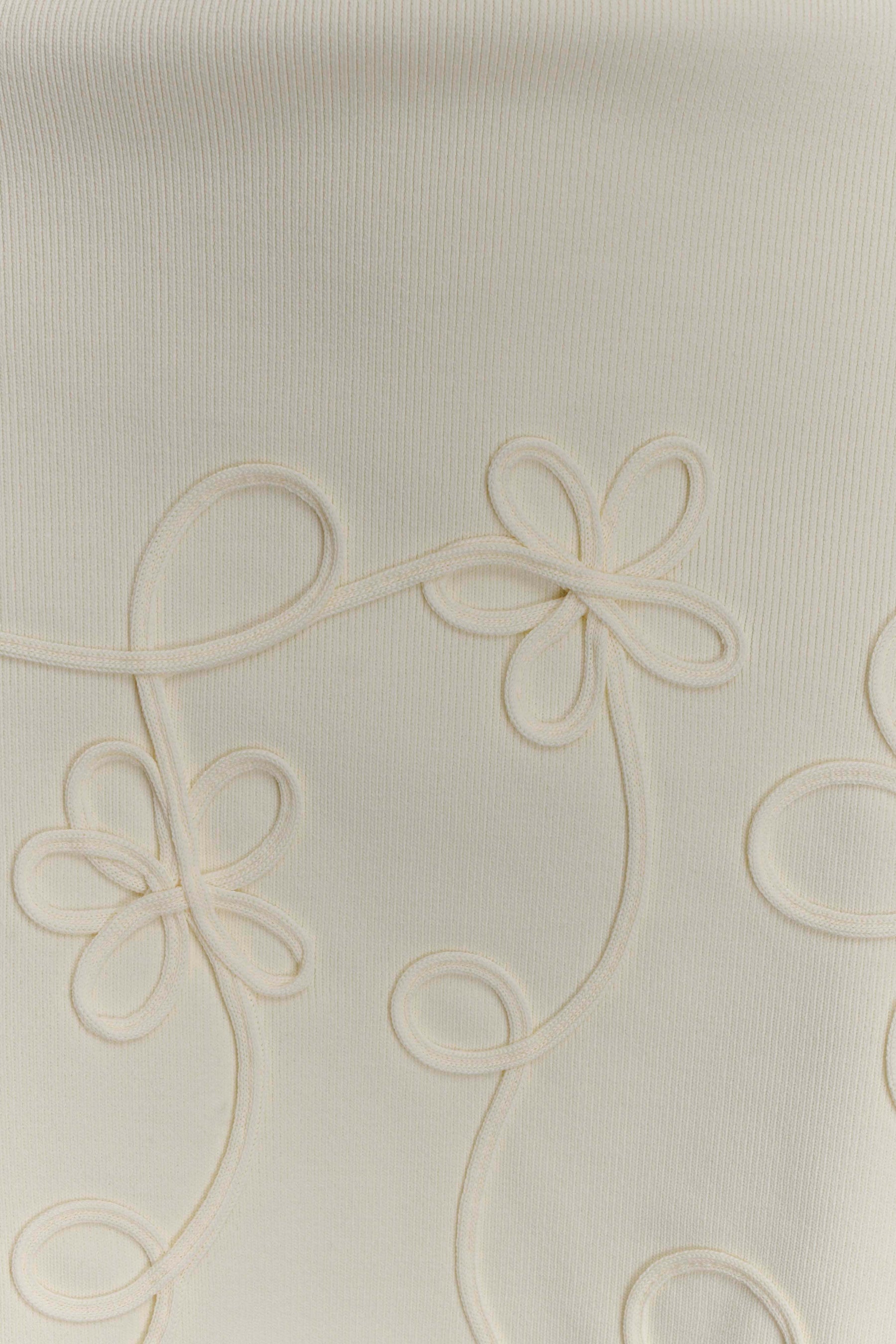 Brullo Embroidery Knit Mini Dress - Ivory