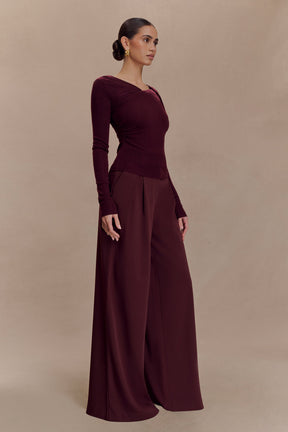 Culver Draped Twist Knit Top - Wine