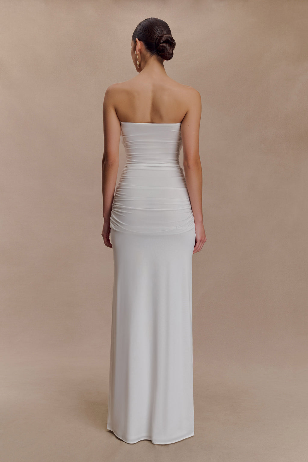 Mirren Strapless Slinky Maxi Dress - White