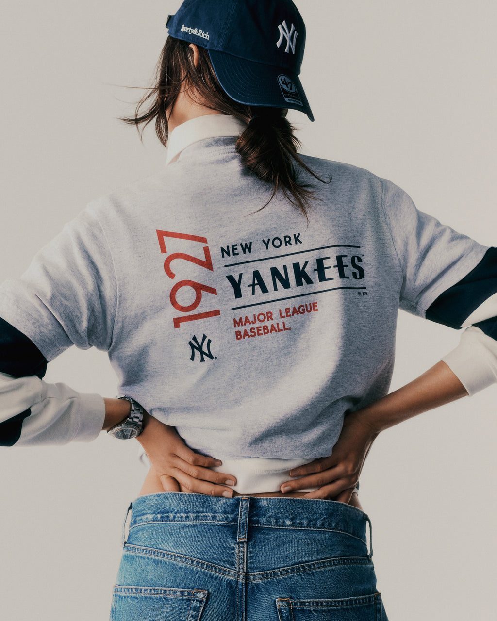 Yankees Serif Hat - Navy/White