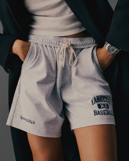 Yankees Ivy Gym Short - Heather Gray/Navy