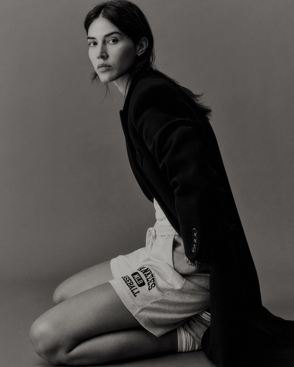 Yankees Ivy Gym Short - Heather Gray/Navy