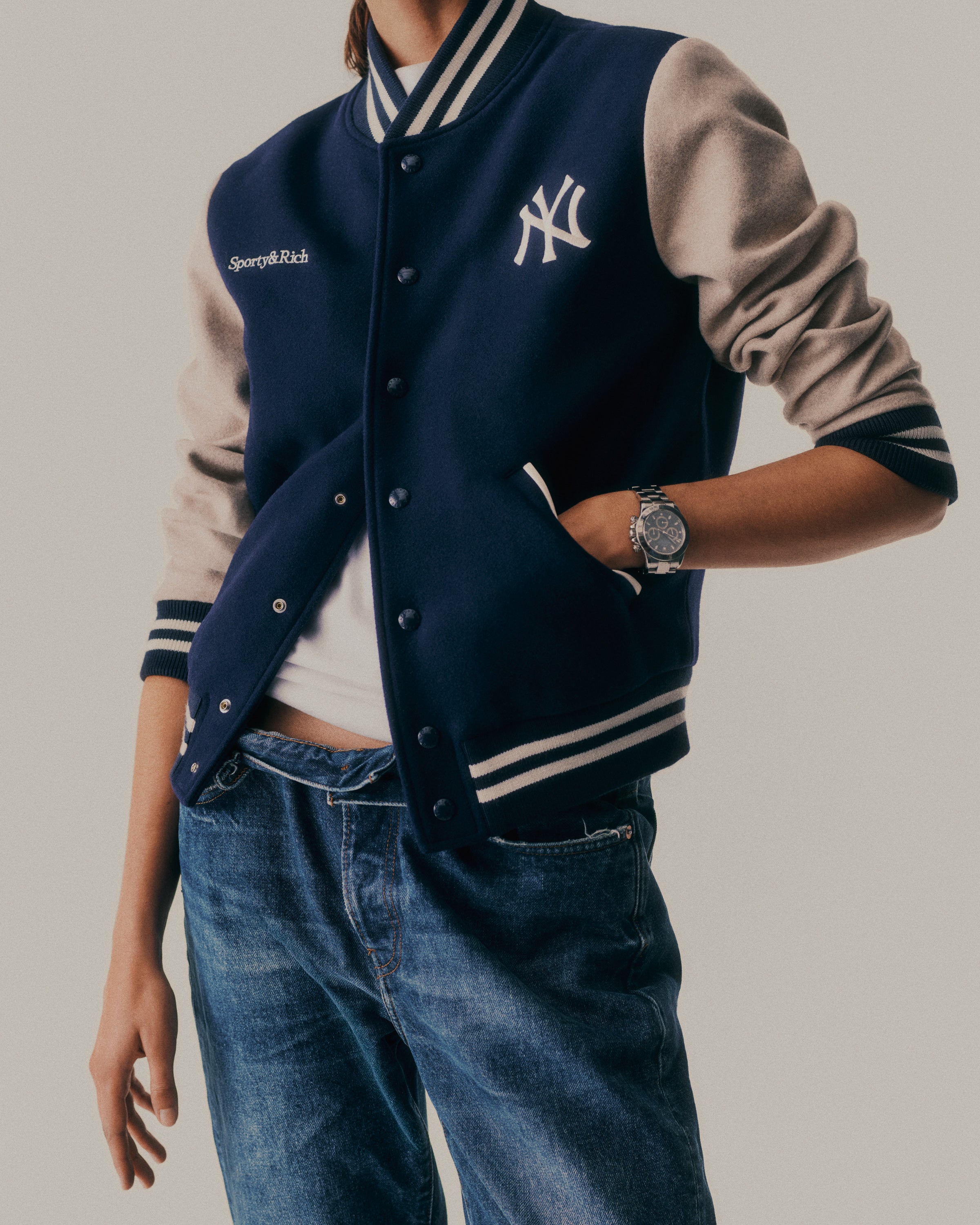 Homerun Wool Varsity Jacket - Navy/Cream