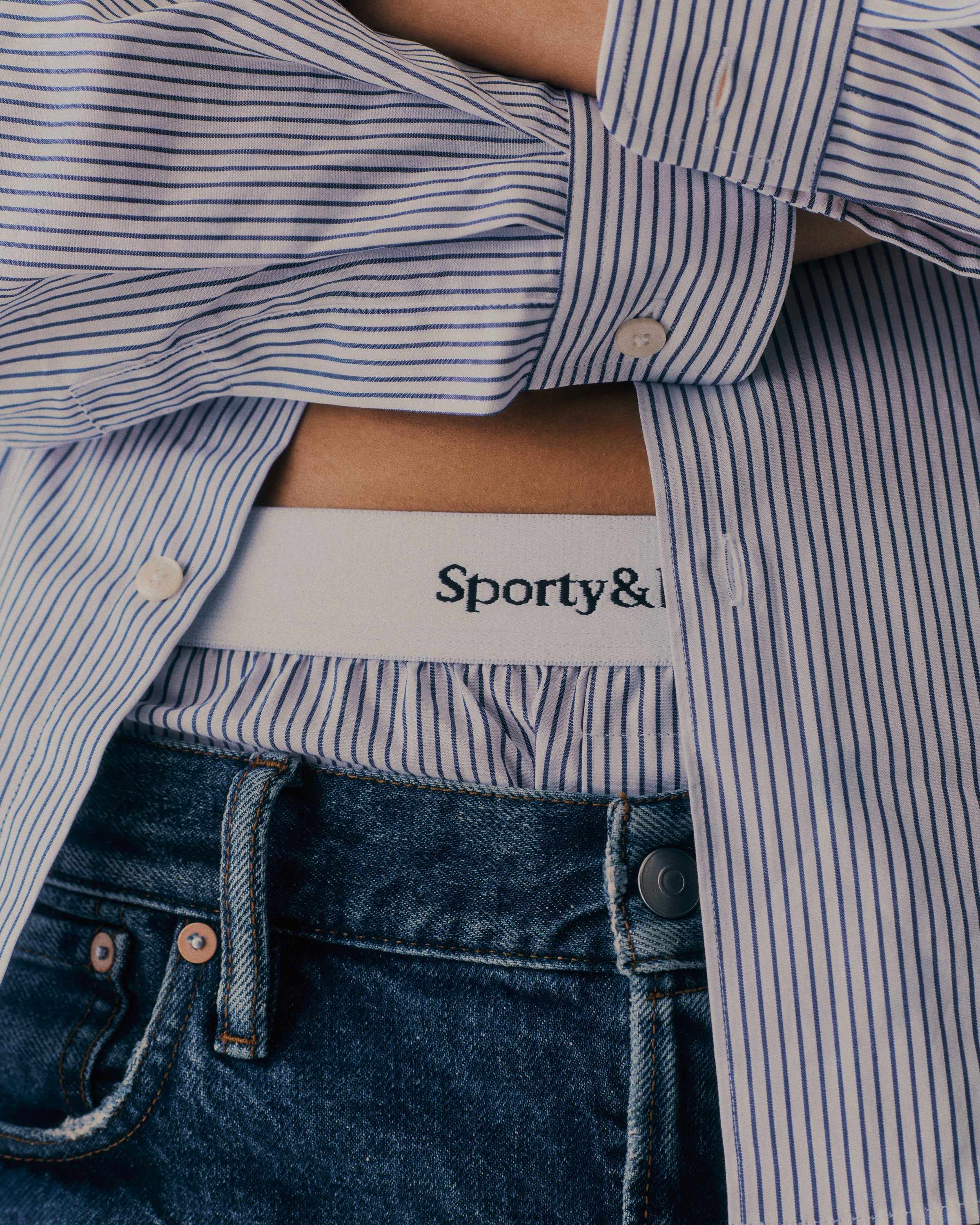 Yankees Serif Boxer Short - Navy Striped