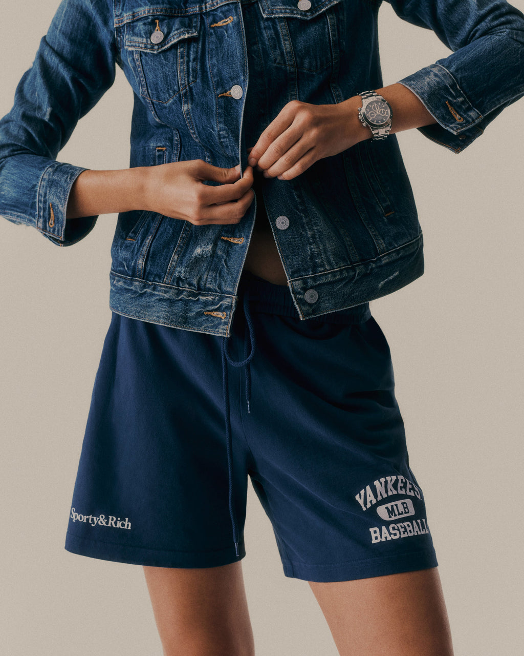 Yankees Ivy Gym Short - Navy/White